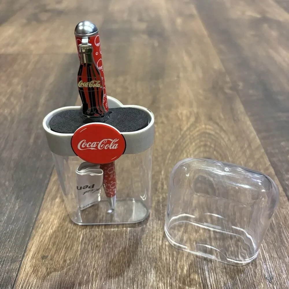 Vintage 1998 Coca-Cola Coke Collectible Ink Pen w/ Original Case Bottle Clip Red